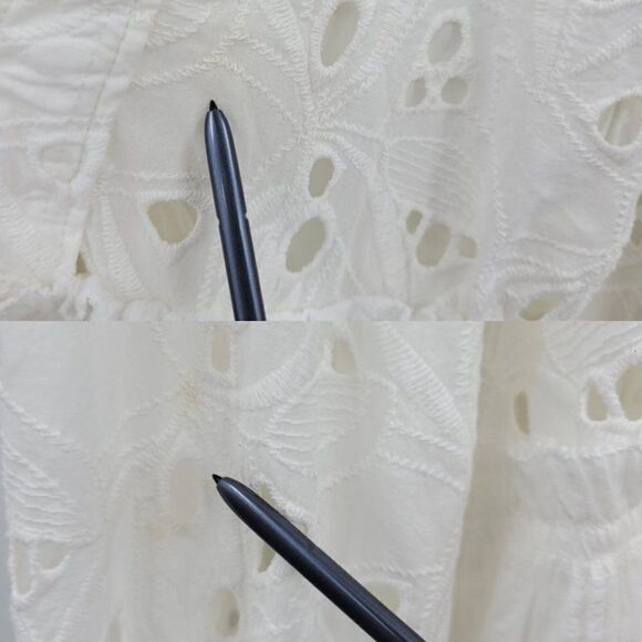 IRO Dress Cottagecore Eyelet Lace Cutout Ruffle Puff Sleeve Mini Babydoll M - Picture 5 of 17